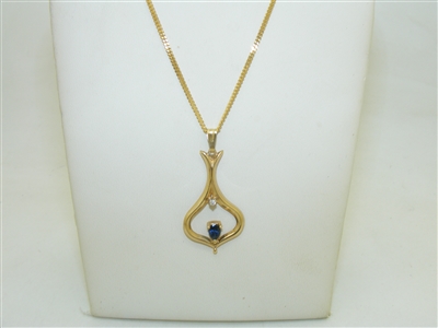 14k Yellow Gold Sapphire and Diamond Necklace