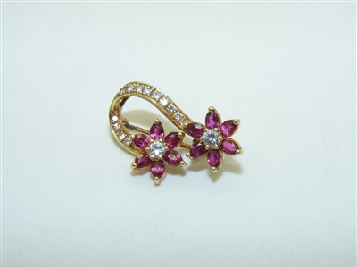 Vintage 18k Yellow Gold Ruby Pin