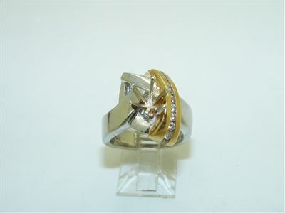 Platinum and 18K Yellow Gold Open setting ring