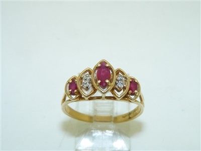 14k Yellow Gold Diamond and Ruby Ring