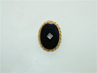 14k yellow gold onyx Pin/Pendant