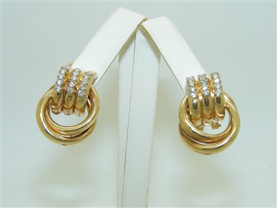 Unique Design 14k Yellow Gold Diamond French Clips